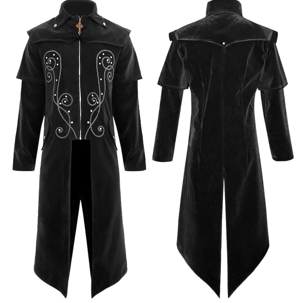 Halloween Costume Velvet Goth Gothic Trenchcoat 2XL Cosplay Steampunk Victorian